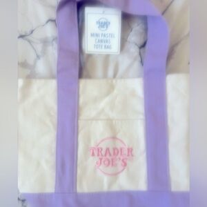 NEW- Trader Joe’s  mini pastel tote canvas tote bag- purple